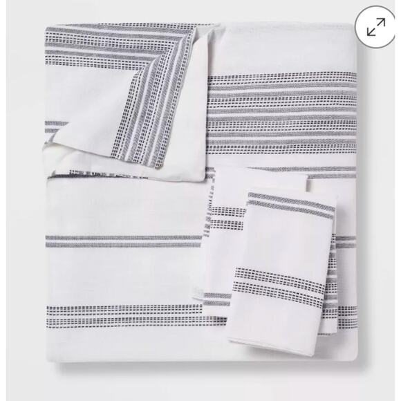 New Threshold White Navy Blue Stripe King Duvet Set with Shams - Picture 4 of 4